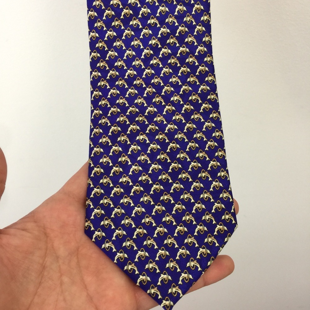 Montebello Dolphins Jumping through Hoops Silk Tie